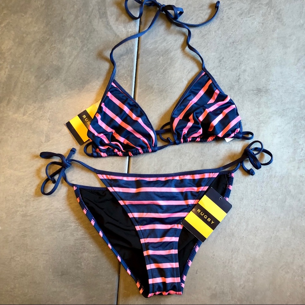 Navy & Pink Rugby Bikini NWT!